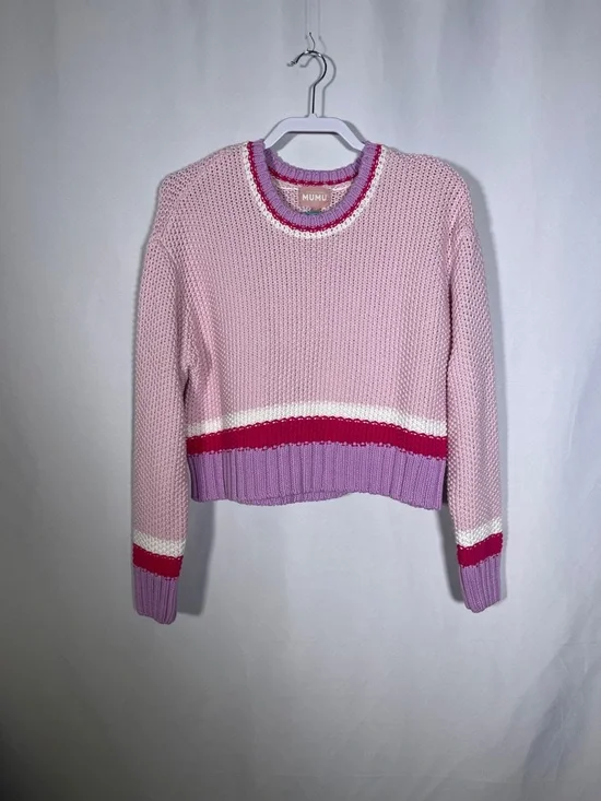 SHOW ME YOUR MUMU WOMENS ONLY ONE SWEATER COTTON PINK PURPLE KNIT MEDIUM - Picture 2 of 6